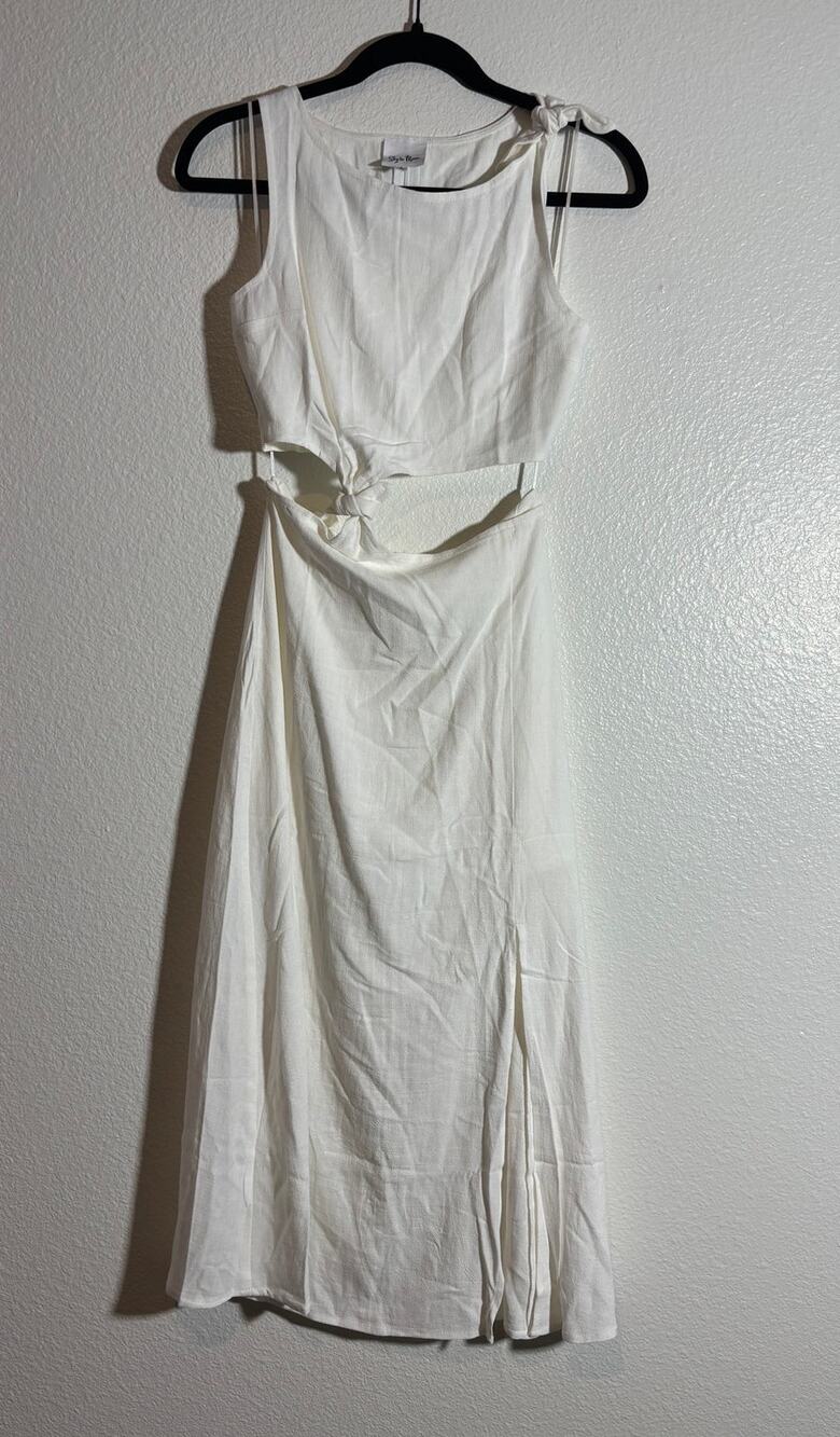 Sky to Moon NWOT Size S White Sleeveless Crop Top & Slit-Front Midi Skirt Outfit